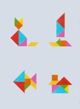 七巧板拼图有几种图形，三年级七巧板拼图画作品图片