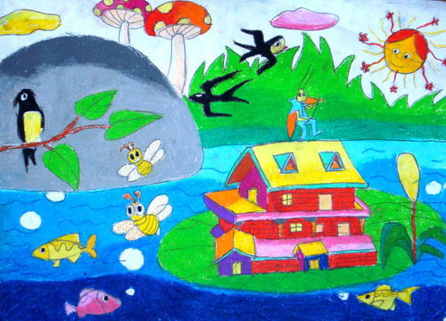 春天来了的画怎么画二年级，春天来了的画儿童画画