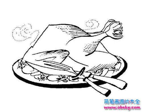 烤鸡简笔画
