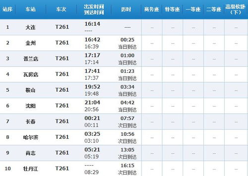 牡丹江到大连火车时刻表
