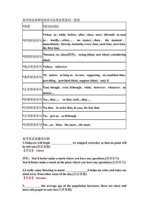 英语从句类型
