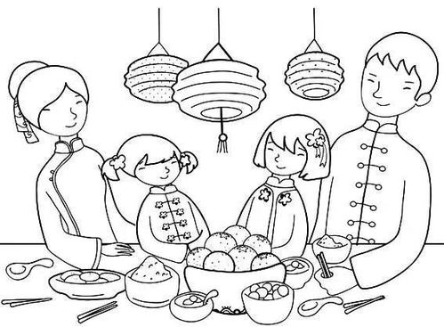 春节场景简笔画

