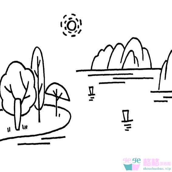 简笔山水画
