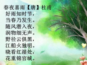 杜甫写的《春夜喜雨》“随风潜入夜,润物细无声润物细无声”的意思是什 