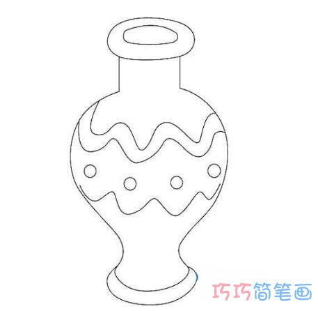 花瓶简笔画线描，花瓶简笔画花纹