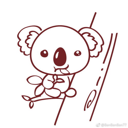 考拉简笔画带颜色，考拉简笔画卡通图片