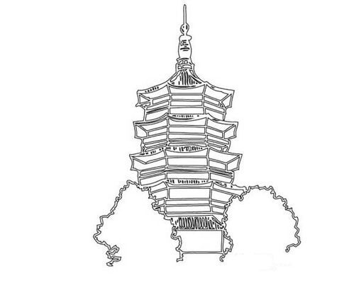 雷峰塔简笔画儿童简笔画，雷峰塔简笔画儿童画