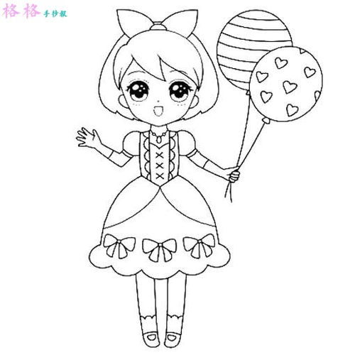 卡通人物女孩彩色简笔画怎么画