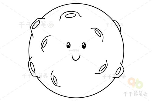 月球简笔画彩色，星球简笔画 可爱 涂色