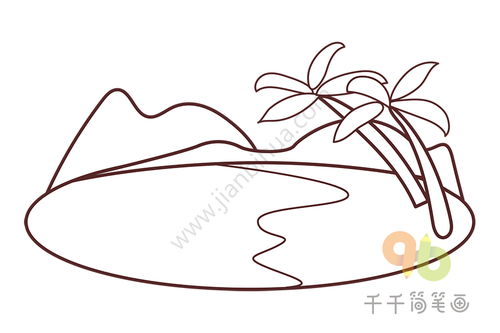 海边简笔画彩色，幼儿园海边简笔画