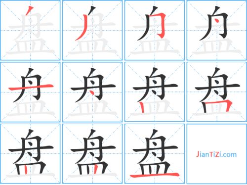 盘笔顺怎么写，盘笔顺,组词,拼音,结构