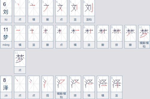 刘字的笔画顺序