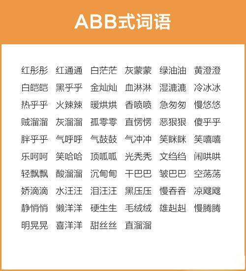 aabc形式的词语有哪些四字词语，aabc式词语大全1000个
