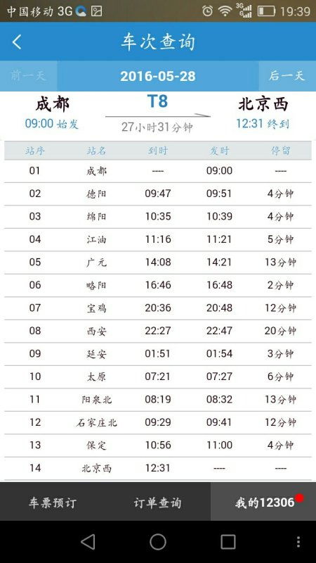 T8火车时刻表