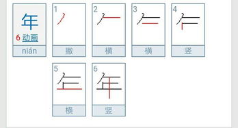 年的笔画顺序田字格，常的笔顺