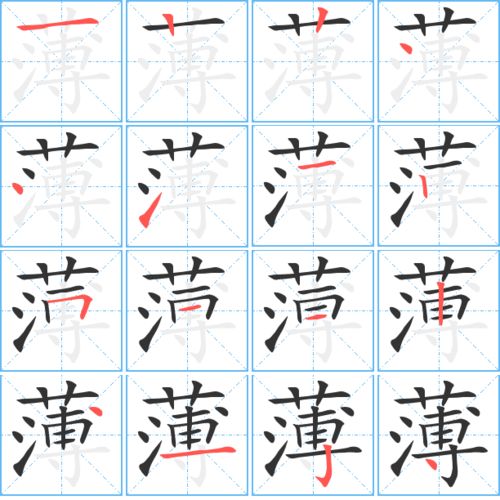薄字笔顺