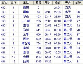 k60次列车时刻表途经站点，查火车时刻表12306