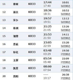 k833次列车票价查询，k8373列车时刻表