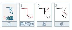 飞笔顺笔画怎么写的，风笔顺笔画
