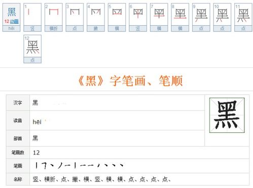 黑的笔顺笔画顺序怎么写的视频，黑的笔顺笔画顺序黑