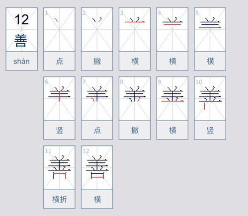善良的善笔顺