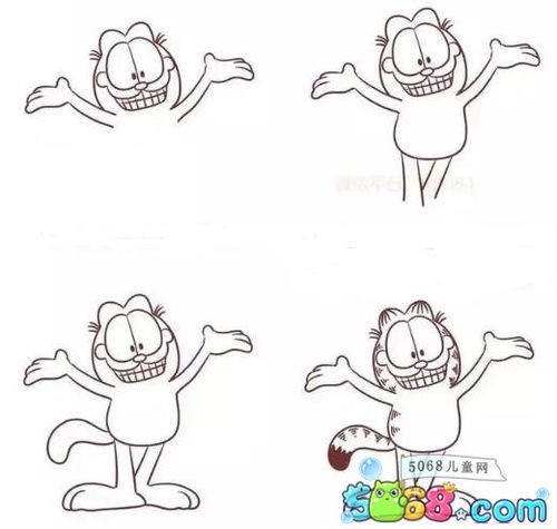 加菲猫简笔画图片大全可爱，加菲猫简笔画怎么画