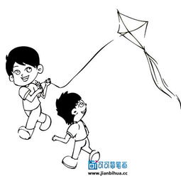 小孩子放风筝怎么画
