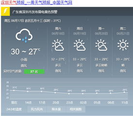 深圳天气预报一周7天查询结果，深圳天气预报一周查询