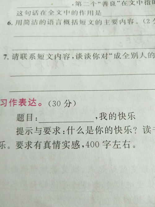 写我的快乐的作文