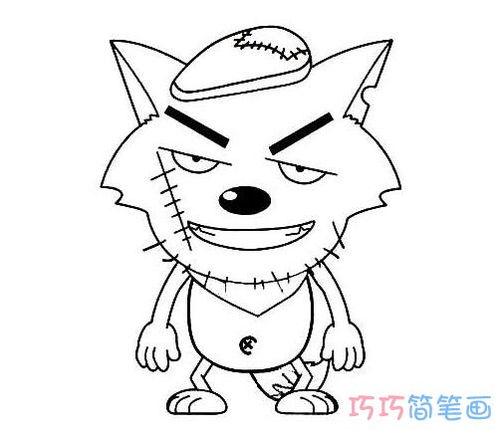 灰太狼简笔画可爱，蛋仔派对灰太狼简笔画
