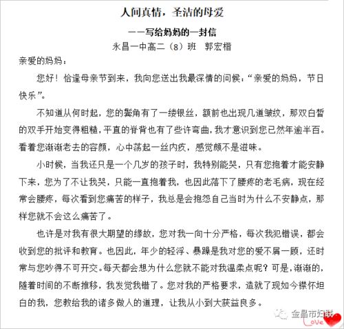 给母亲的一封信优秀作文