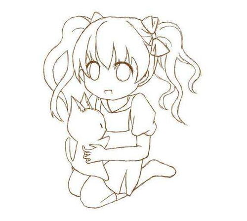 动漫女生简笔画可爱，jk动漫女生简笔画