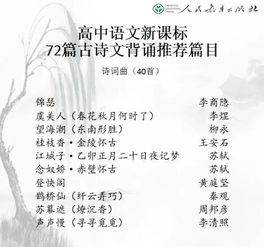 高一新版语文必背古诗词有哪些?