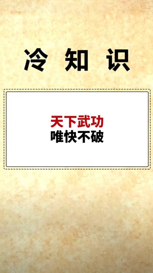 天下武功唯快不破下一句是什么意思