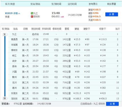 九江至东莞,k1019,途经多少站?