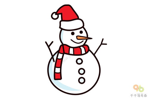 简笔画雪人图片，简笔画雪人涂色