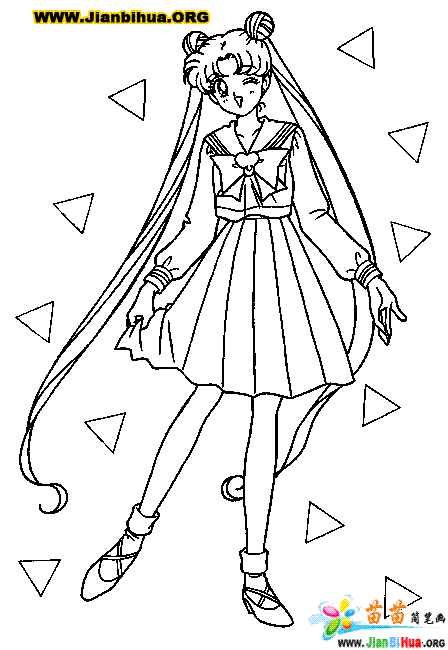 美少女战士简笔画全身，美少女战士简笔画q版 可爱