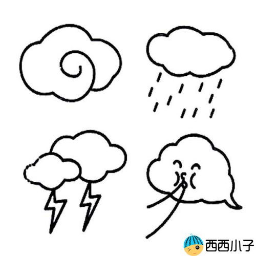 天气简笔画可爱，多云天气简笔画