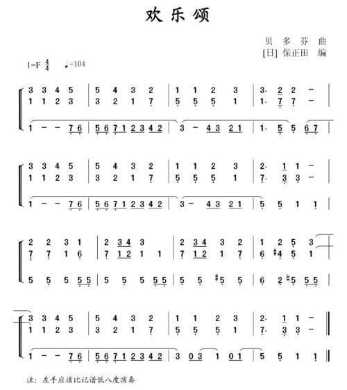 古筝欢乐颂简谱
