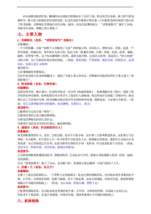 海底两万里知识点归纳整理，骆驼祥子海底两万里知识点