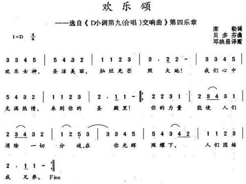 欢乐颂简谱吉他，欢乐颂简谱钢琴双手