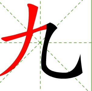九的笔顺怎么写的