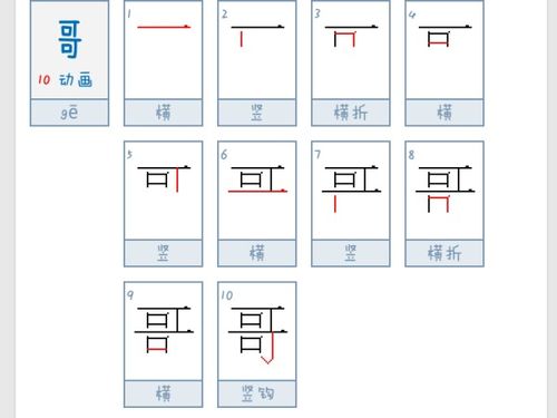 哥的笔画顺序正确写法图，快的笔画顺序