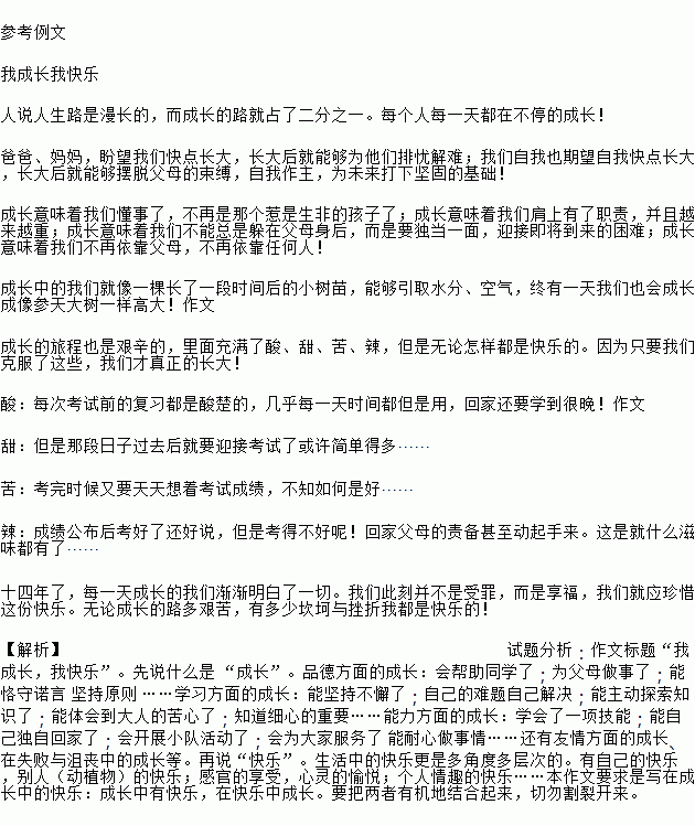 成长的快乐600字作文初三，成长的快乐600字作文开头