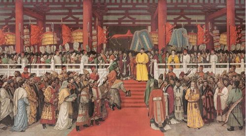 万国来朝图，万国来朝拜冕旒阖