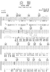 大海吉他谱原版，大海吉他谱扫弦