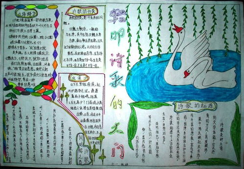 轻叩诗歌大门手抄报一等奖，轻叩诗歌大门手抄报 部编版四年级下册语文