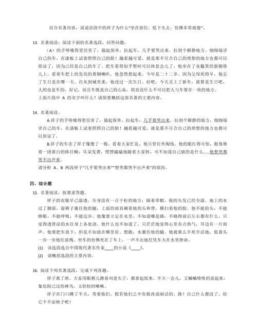 骆驼祥子第八章好句赏析是什么?