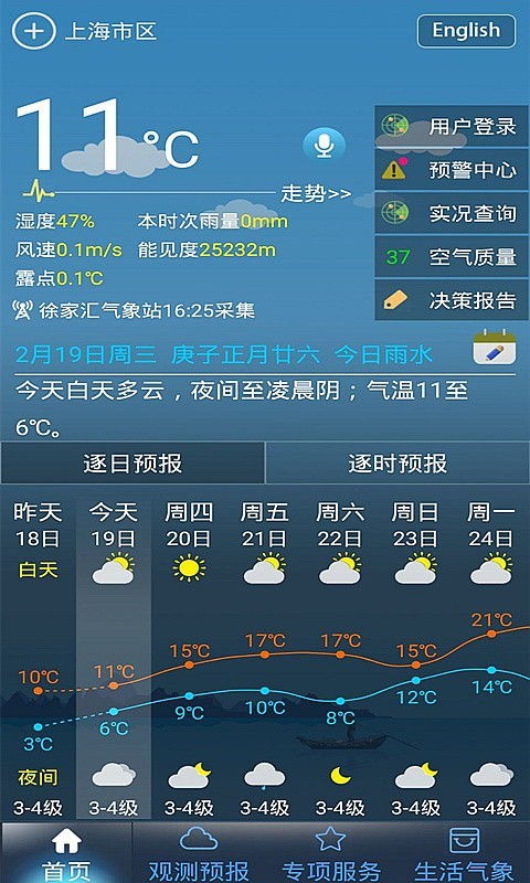 上海未来几天天气预报