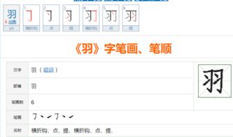 羽字笔顺笔画顺序怎么写，羽字笔顺组词